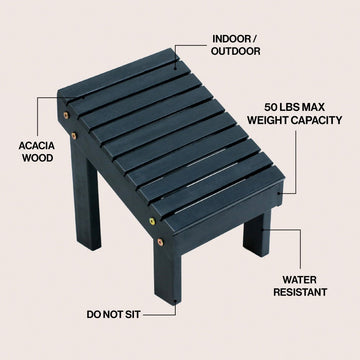 Saru 11.8" Traditional Classic Solid Acacia Wood Shower Shaving Foot Stool